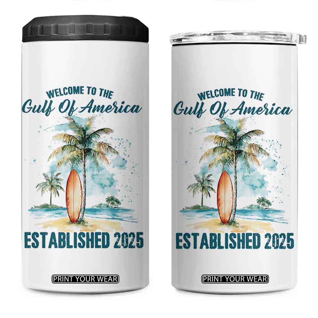 Welcome To America's Gulf 4 in 1 Can Cooler Tumbler Established 2025 Retro Vintage Beach TS10 One Size: 16 oz White Print Your Wear