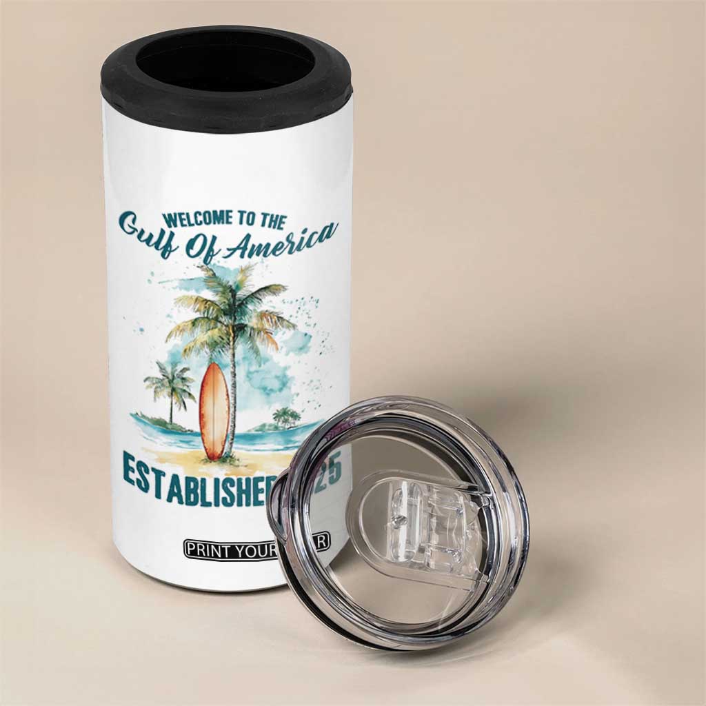 Welcome To America's Gulf 4 in 1 Can Cooler Tumbler Established 2025 Retro Vintage Beach TS10 Print Your Wear