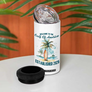 Welcome To America's Gulf 4 in 1 Can Cooler Tumbler Established 2025 Retro Vintage Beach TS10 Print Your Wear