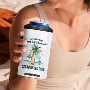 Welcome To America's Gulf 4 in 1 Can Cooler Tumbler Established 2025 Retro Vintage Beach TS10 Print Your Wear