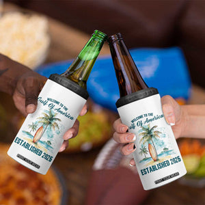 Welcome To America's Gulf 4 in 1 Can Cooler Tumbler Established 2025 Retro Vintage Beach TS10 Print Your Wear
