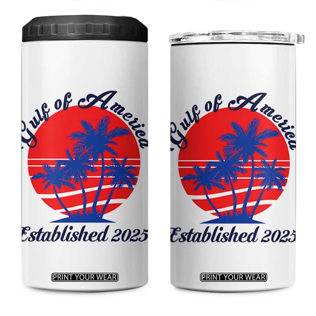 Welcome To America's Gulf 4 in 1 Can Cooler Tumbler Established 2025 Trump Mexico Vintage Summer Beach Vibes TS10 One Size: 16 oz White Print Your Wear
