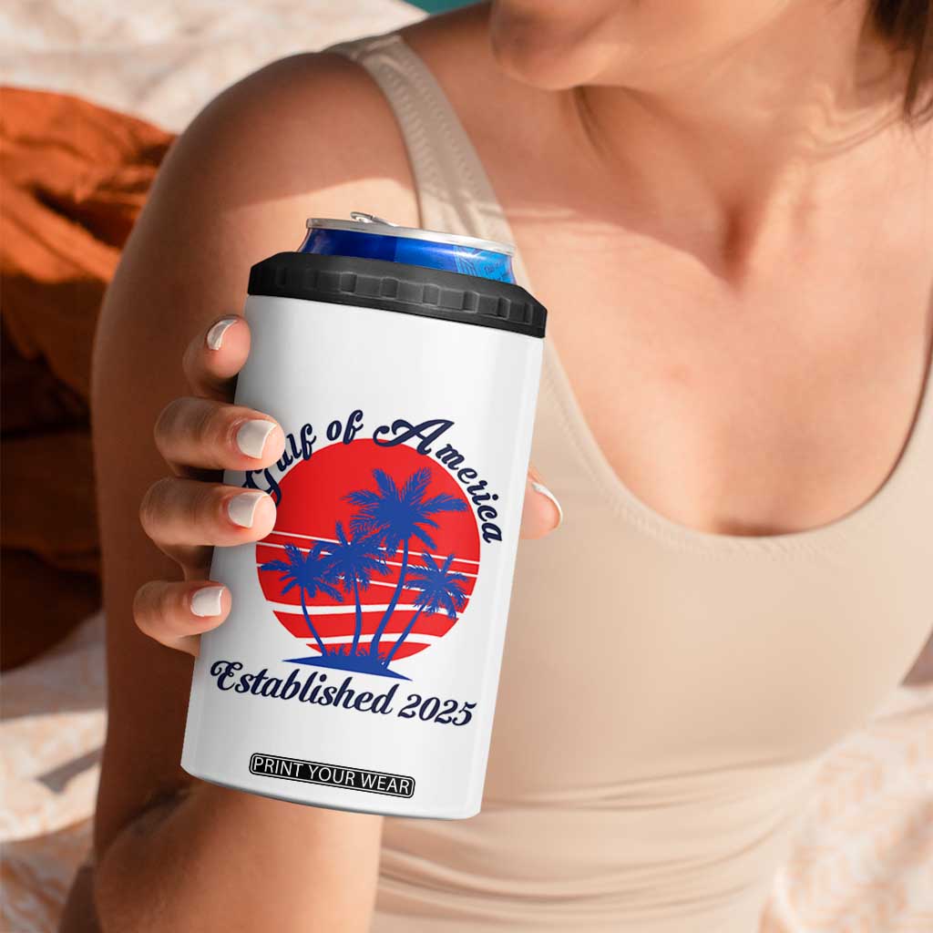 Welcome To America's Gulf 4 in 1 Can Cooler Tumbler Established 2025 Trump Mexico Vintage Summer Beach Vibes TS10 Print Your Wear
