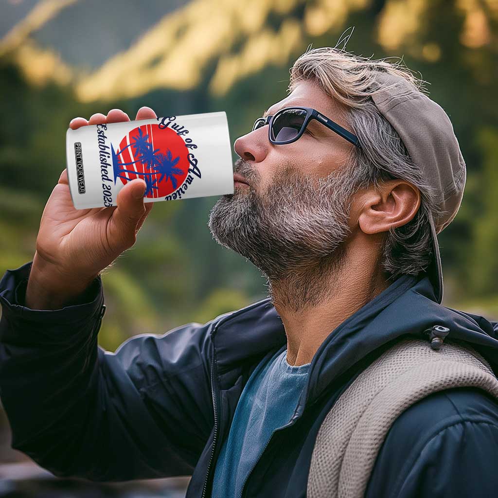 Welcome To America's Gulf 4 in 1 Can Cooler Tumbler Established 2025 Trump Mexico Vintage Summer Beach Vibes TS10 Print Your Wear