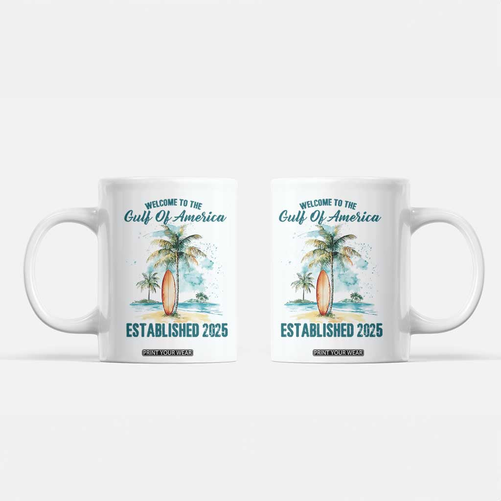 Welcome To America's Gulf Coffee Mug Established 2025 Retro Vintage Beach TS10 White Print Your Wear