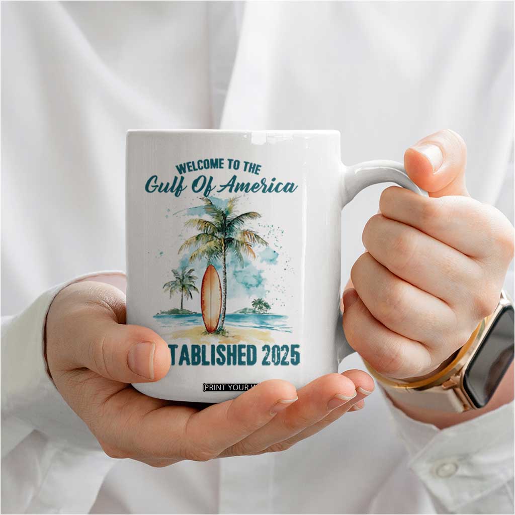 Welcome To America's Gulf Coffee Mug Established 2025 Retro Vintage Beach TS10 Print Your Wear