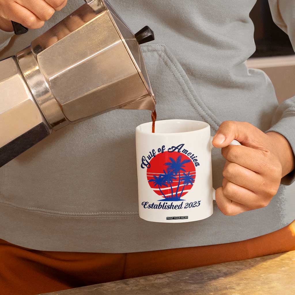 Welcome To America's Gulf Coffee Mug Established 2025 Trump Mexico Vintage Summer Beach Vibes TS10 Print Your Wear