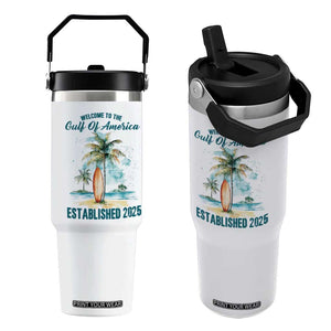 Welcome To America's Gulf Flip Straw Tumbler Established 2025 Retro Vintage Beach TS10 One Size: 30 oz White Print Your Wear