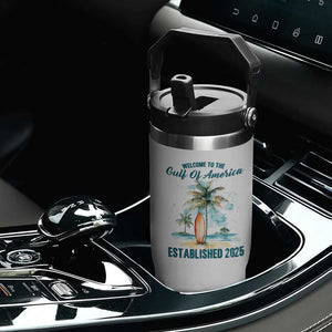 Welcome To America's Gulf Flip Straw Tumbler Established 2025 Retro Vintage Beach TS10 Print Your Wear