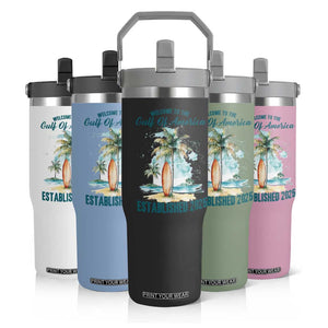 Welcome To America's Gulf Flip Straw Tumbler Established 2025 Retro Vintage Beach TS10 Print Your Wear