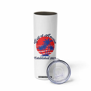 Welcome To America's Gulf Skinny Tumbler Established 2025 Trump Mexico Vintage Summer Beach Vibes TS10 Print Your Wear