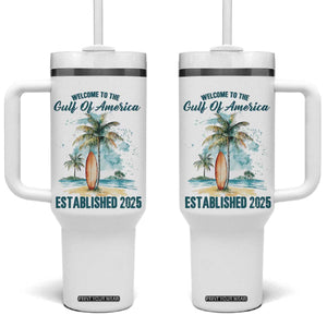 Welcome To America's Gulf Tumbler With Handle Established 2025 Retro Vintage Beach TS10 One Size: 40 oz White Print Your Wear