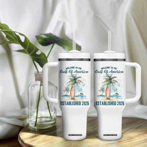 Welcome To America's Gulf Tumbler With Handle Established 2025 Retro Vintage Beach TS10 Print Your Wear