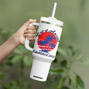 Welcome To America's Gulf Tumbler With Handle Established 2025 Trump Mexico Vintage Summer Beach Vibes TS10 Print Your Wear