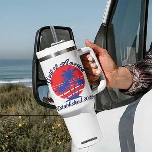 Welcome To America's Gulf Tumbler With Handle Established 2025 Trump Mexico Vintage Summer Beach Vibes TS10 Print Your Wear