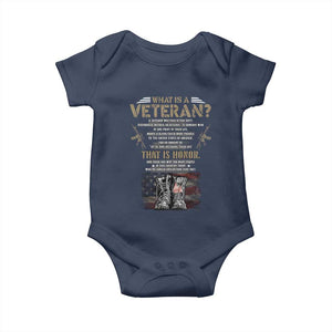 What Is A Veteran That Is Honor American Flag Baby Onesie Veteran's Day TS11 Navy Print Your Wear