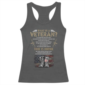 What Is A Veteran That Is Honor American Flag Racerback Tank Top Veteran's Day TS11 Dark Heather Print Your Wear