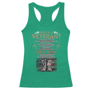 What Is A Veteran That Is Honor American Flag Racerback Tank Top Veteran's Day TS11 Irish Green Print Your Wear