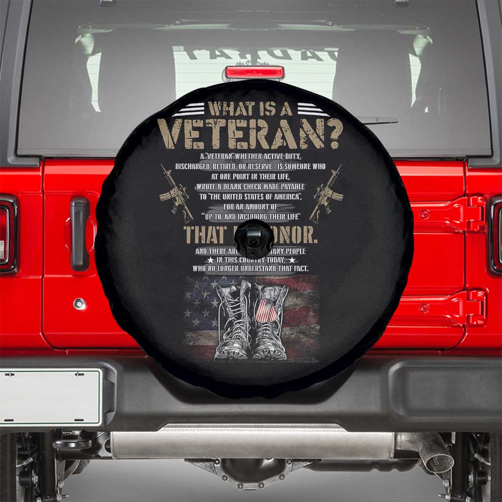 What Is A Veteran That Is Honor American Flag Spare Tire Cover Veteran's Day TS11 Black Print Your Wear
