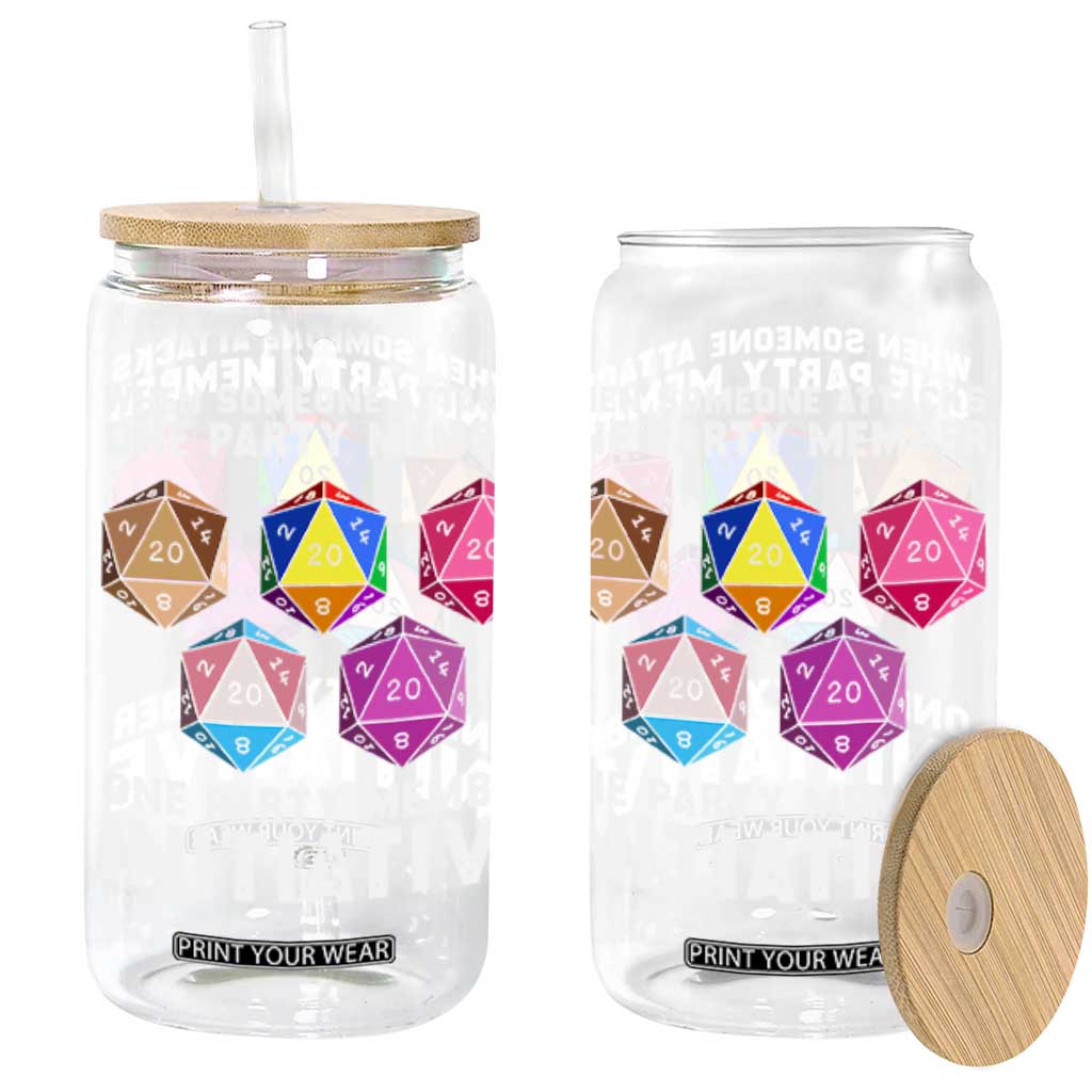 When Someone Attacks One Party Member D20 Dice LGBTQ Ally Glass Can TS10 Black Print Your Wear