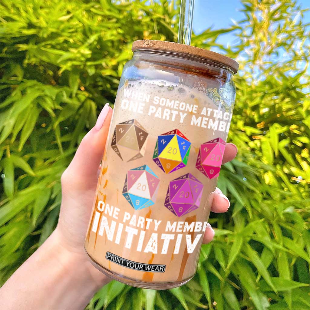 When Someone Attacks One Party Member D20 Dice LGBTQ Ally Glass Can TS10 Print Your Wear