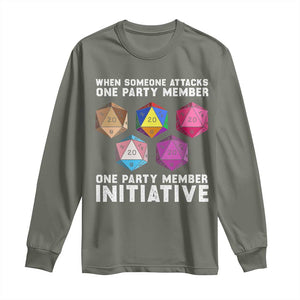 When Someone Attacks One Party Member D20 Dice LGBTQ Ally Long Sleeve Shirt TS10 Military Green Print Your Wear