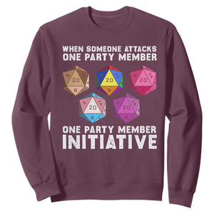 When Someone Attacks One Party Member D20 Dice LGBTQ Ally Sweatshirt TS10 Maroon Print Your Wear