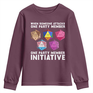 When Someone Attacks One Party Member D20 Dice LGBTQ Ally Youth Sweatshirt TS10 Maroon Print Your Wear