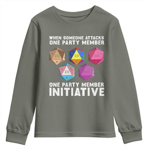 When Someone Attacks One Party Member D20 Dice LGBTQ Ally Youth Sweatshirt TS10 Military Green Print Your Wear