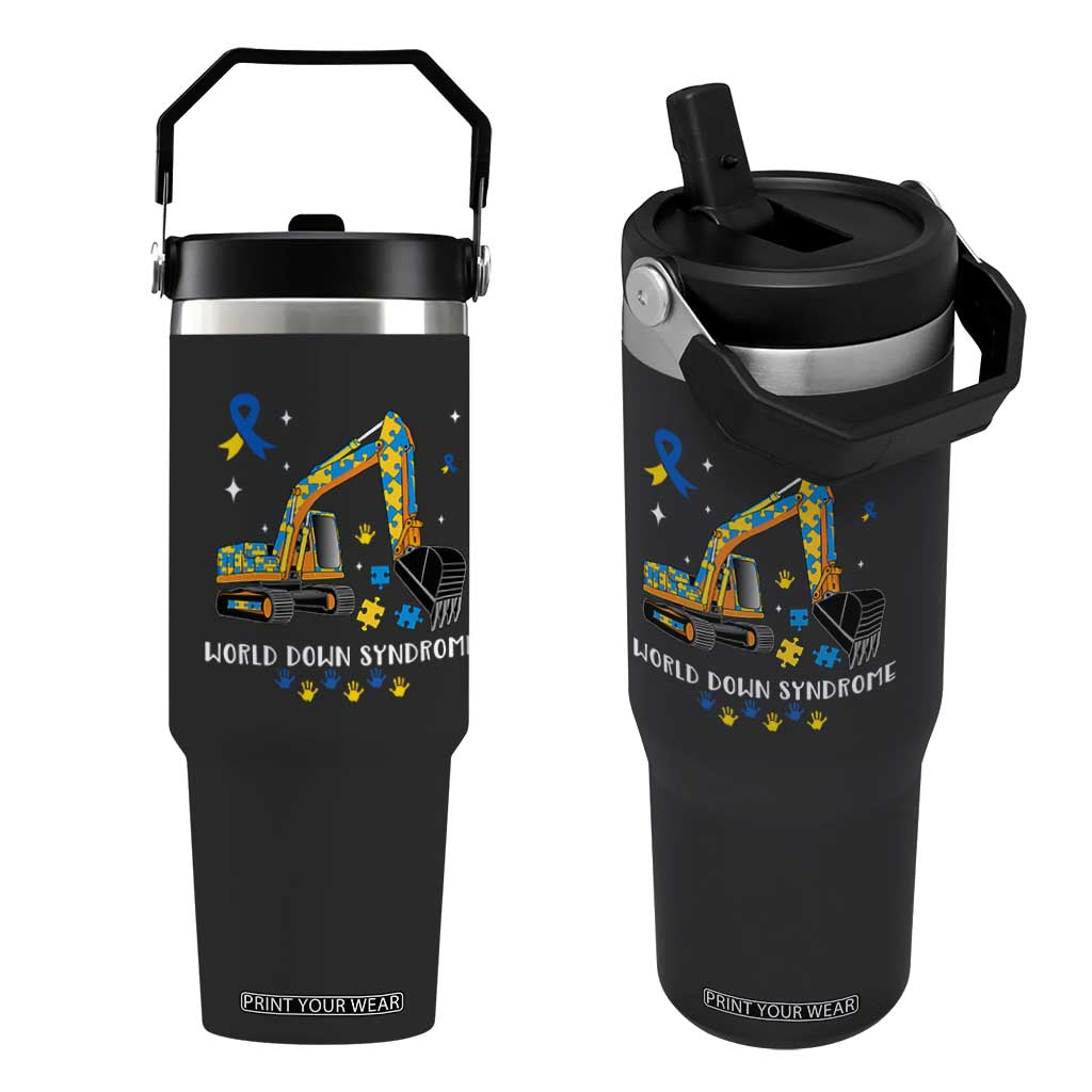 World Down Syndrome Awareness Day Bulldozer Flip Straw Tumbler TS02 One Size: 30 oz Black Print Your Wear
