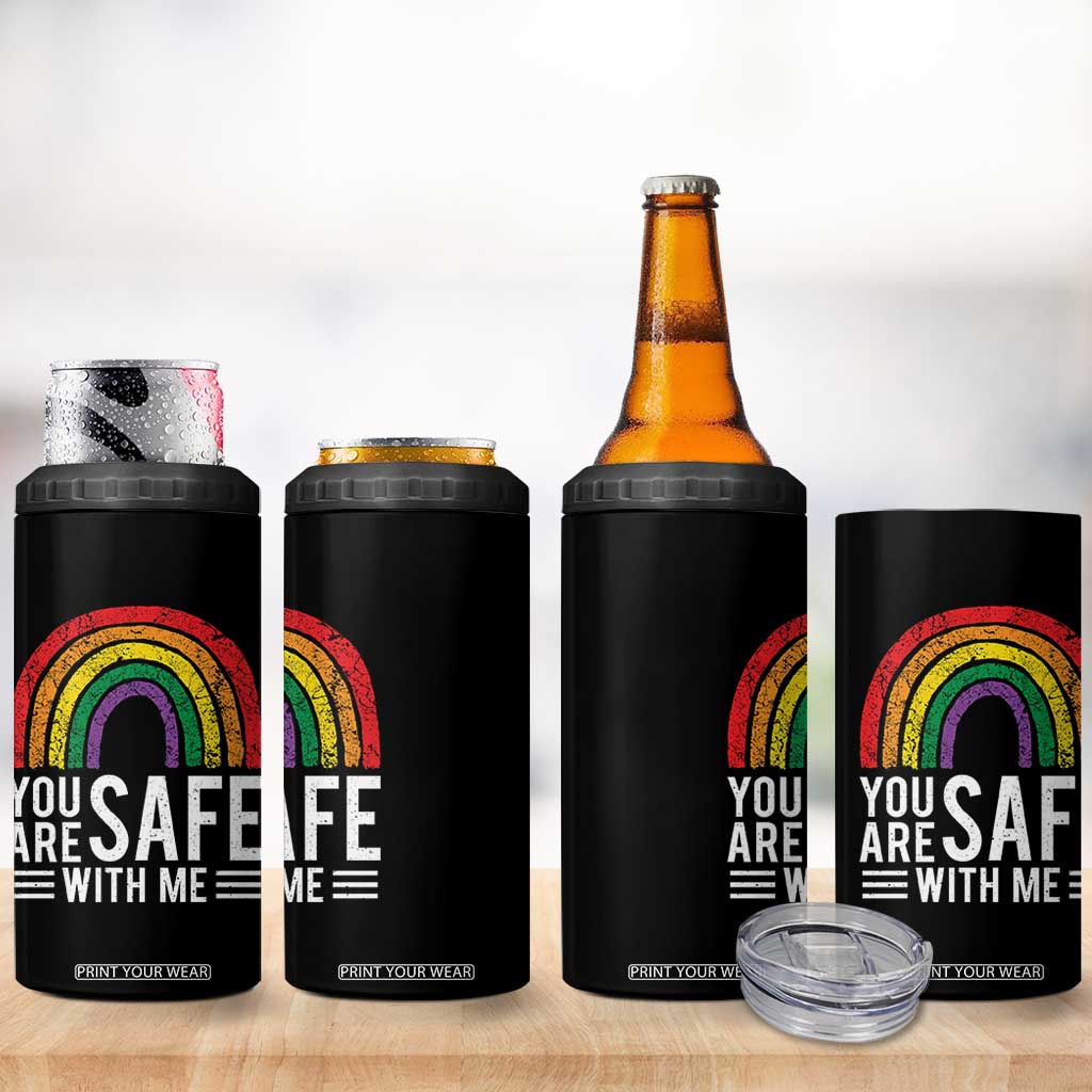 You Are Safe With Me 4 in 1 Can Cooler Tumbler Retro Rainbow LGBTQ Ally Pride TS10 Print Your Wear