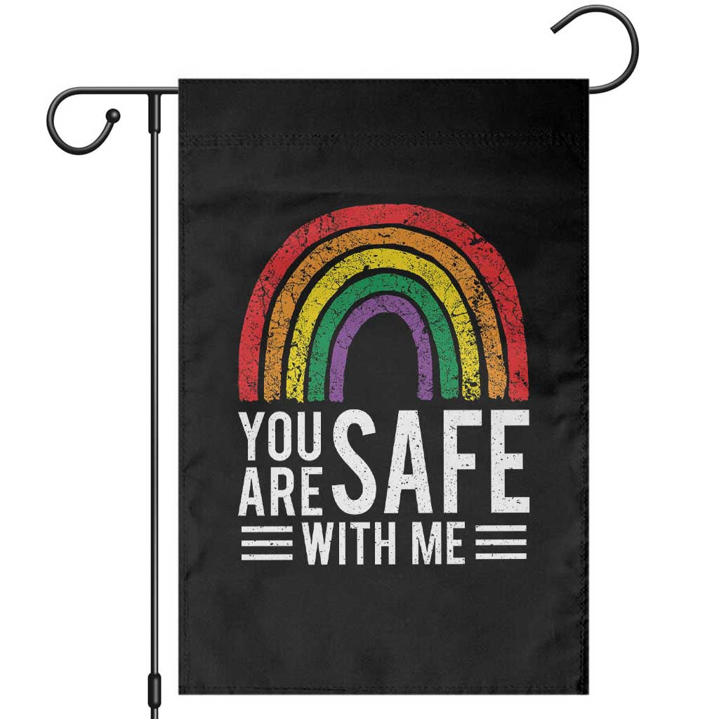 You Are Safe With Me Garden Flag Retro Rainbow LGBTQ Ally Pride TS10 Black Print Your Wear