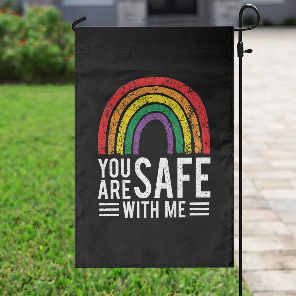 You Are Safe With Me Garden Flag Retro Rainbow LGBTQ Ally Pride TS10 Print Your Wear
