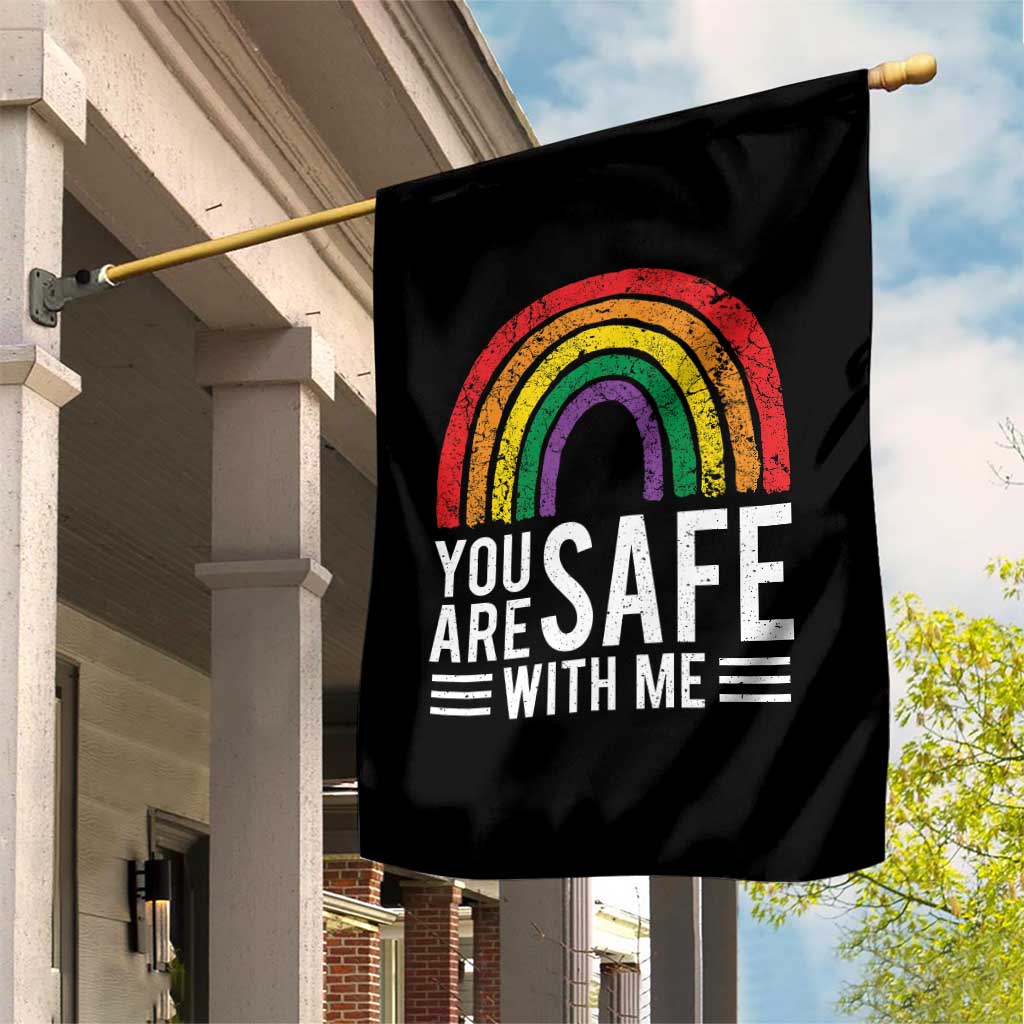 You Are Safe With Me Garden Flag Retro Rainbow LGBTQ Ally Pride TS10 Print Your Wear