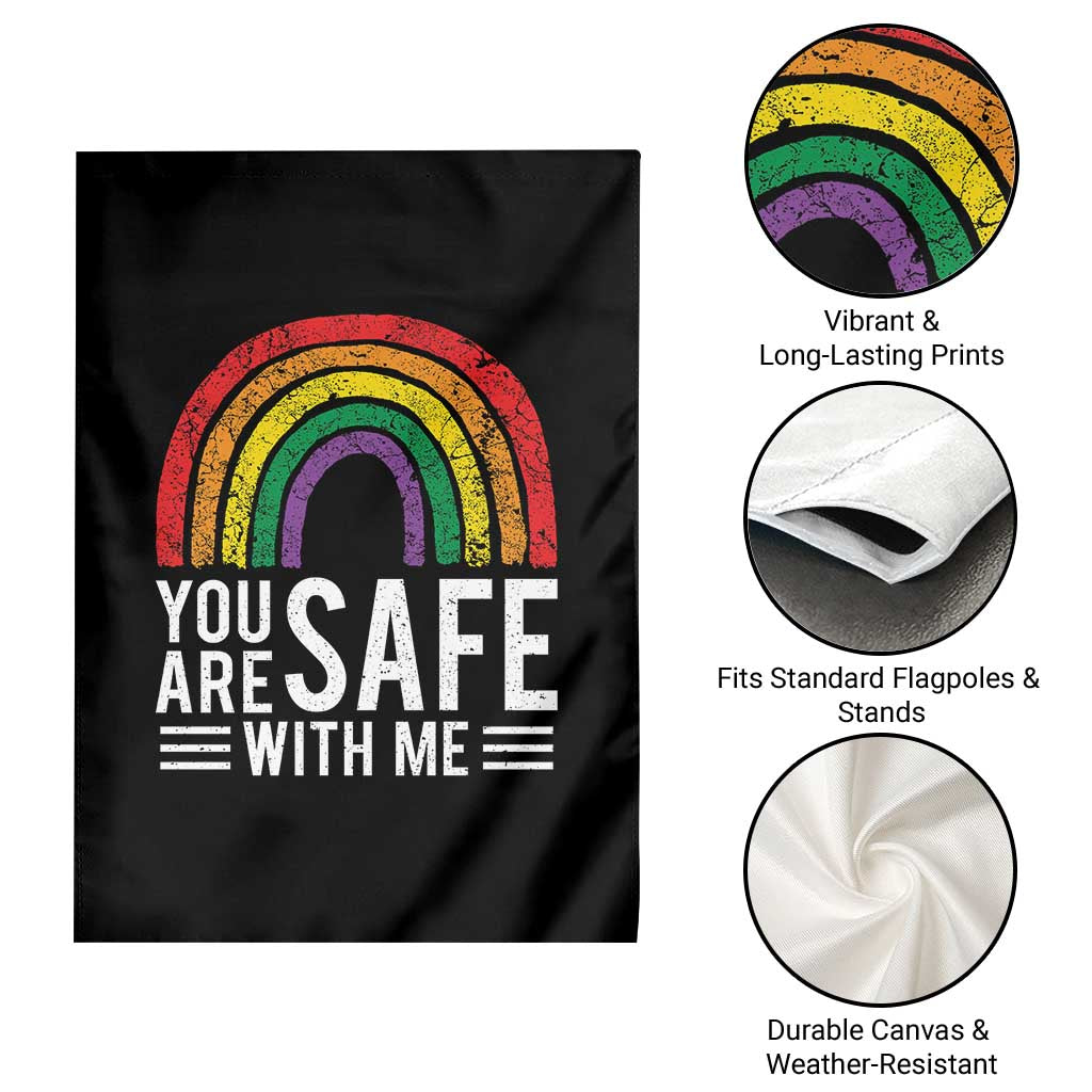 You Are Safe With Me Garden Flag Retro Rainbow LGBTQ Ally Pride TS10 Print Your Wear