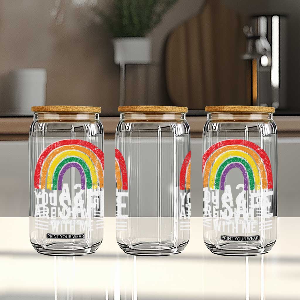 You Are Safe With Me Glass Can Retro Rainbow LGBTQ Ally Pride TS10 Print Your Wear