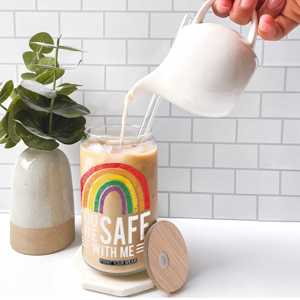 You Are Safe With Me Glass Can Retro Rainbow LGBTQ Ally Pride TS10 Print Your Wear