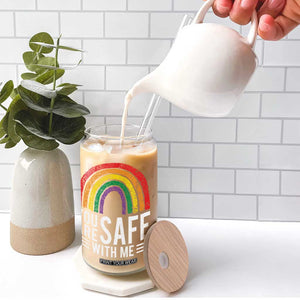 You Are Safe With Me Glass Can Retro Rainbow LGBTQ Ally Pride TS10 Print Your Wear