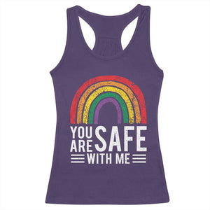 You Are Safe With Me Racerback Tank Top Retro Rainbow LGBTQ Ally Pride TS10 Purple Print Your Wear
