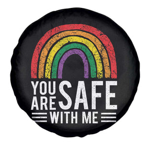 You Are Safe With Me Spare Tire Cover Retro Rainbow LGBTQ Ally Pride TS10 Print Your Wear