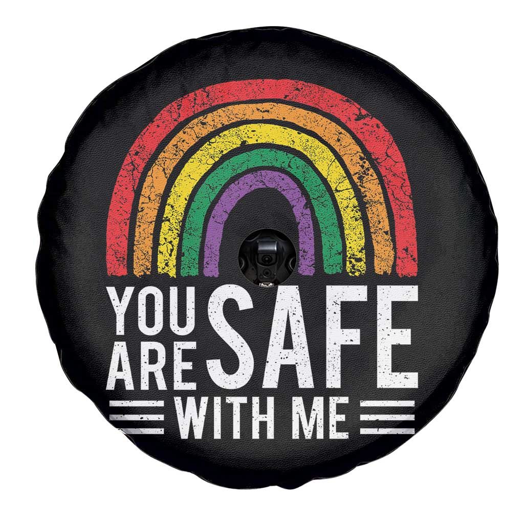 You Are Safe With Me Spare Tire Cover Retro Rainbow LGBTQ Ally Pride TS10 Print Your Wear