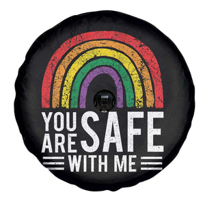 You Are Safe With Me Spare Tire Cover Retro Rainbow LGBTQ Ally Pride TS10 Print Your Wear