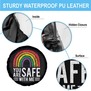 You Are Safe With Me Spare Tire Cover Retro Rainbow LGBTQ Ally Pride TS10 Print Your Wear