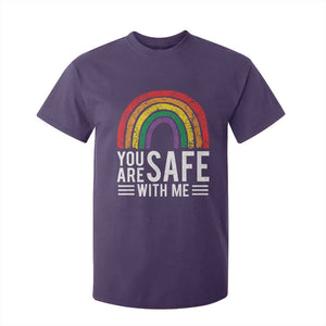 You Are Safe With Me T Shirt For Kid Retro Rainbow LGBTQ Ally Pride TS10 Purple Print Your Wear