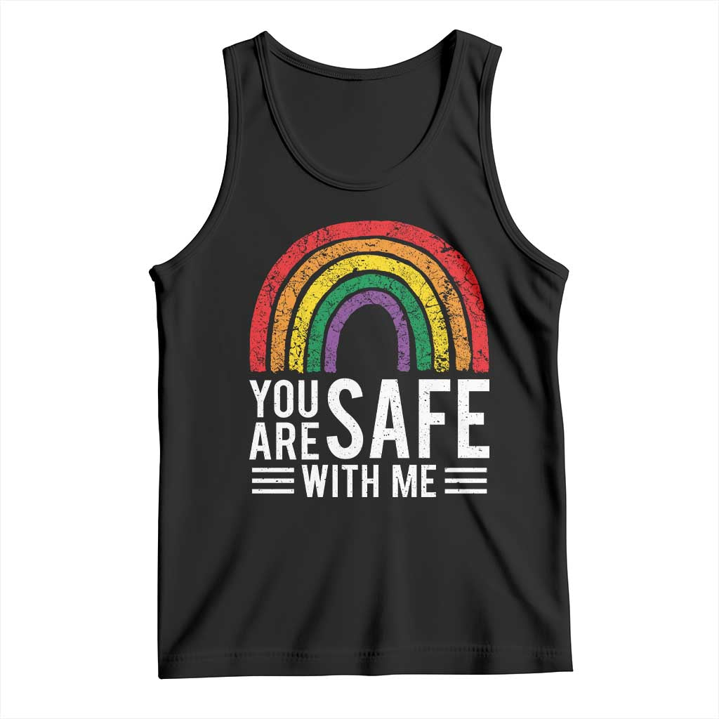 You Are Safe With Me Tank Top Retro Rainbow LGBTQ Ally Pride TS10 Black Print Your Wear