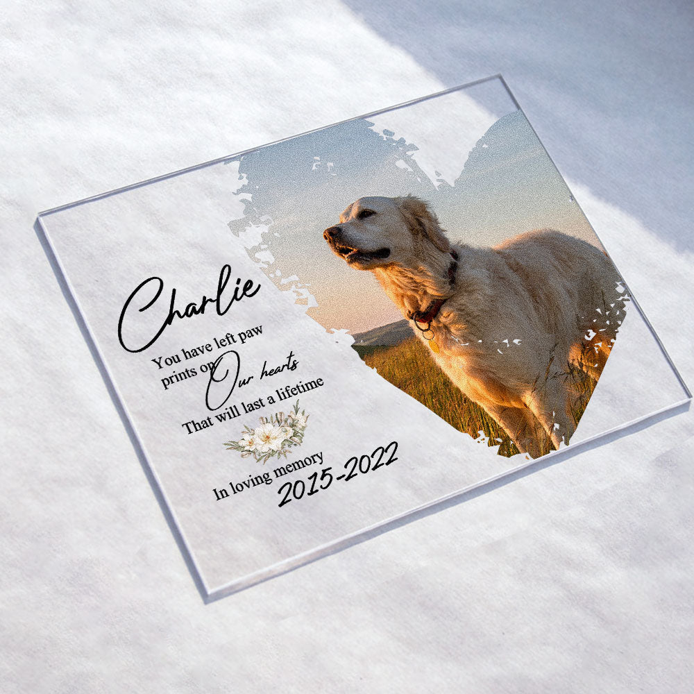 Personalized Photo Acrylic Plaque You Have Left Paw Prints On Our Hearts Memorial Gift For Pet Loss Owners, Dog Mom, Dog Dad, Cat Mom, Cat Dad CTM Custom - Printyourwear