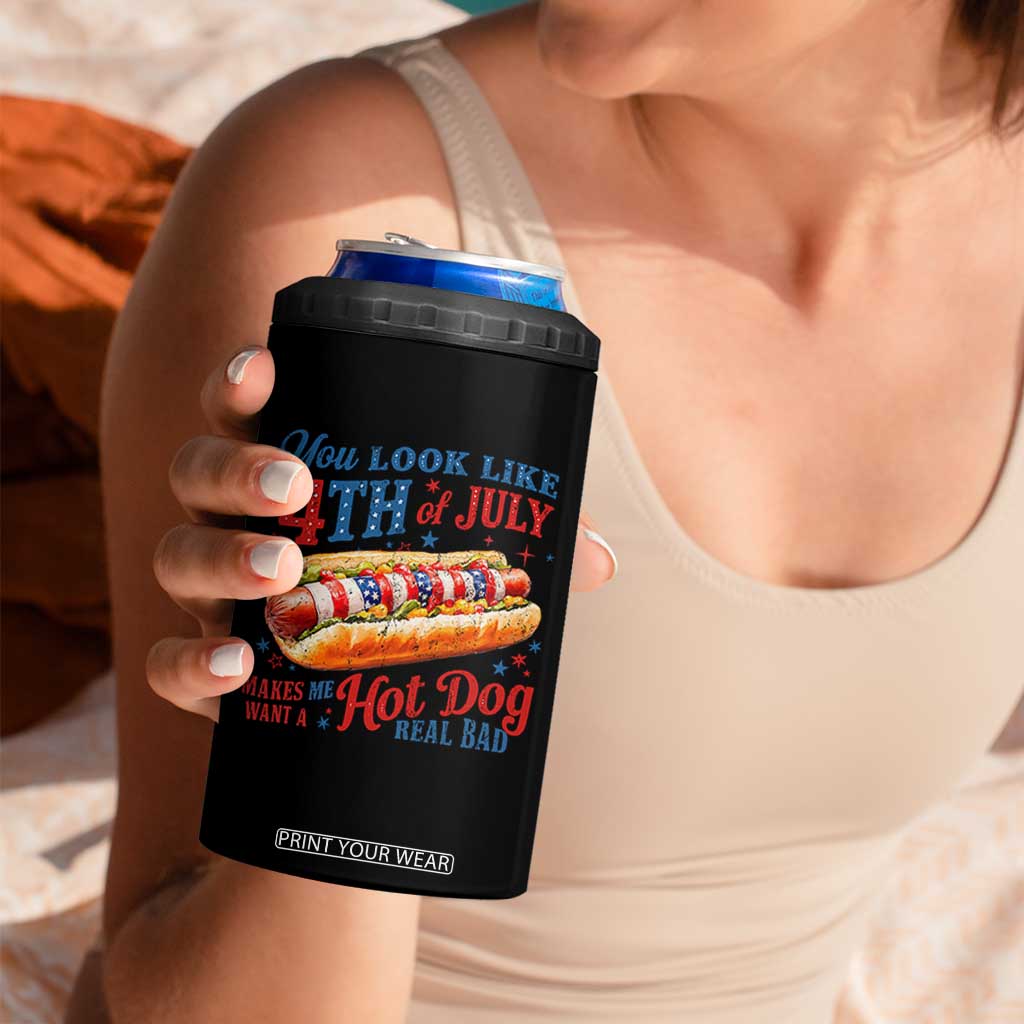 You Look Like 4th of July Hot Dog 4 in 1 Can Cooler Tumbler Funny Patriotic Food Meme TS10 Print Your Wear