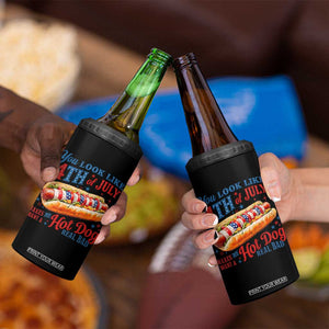 You Look Like 4th of July Hot Dog 4 in 1 Can Cooler Tumbler Funny Patriotic Food Meme TS10 Print Your Wear
