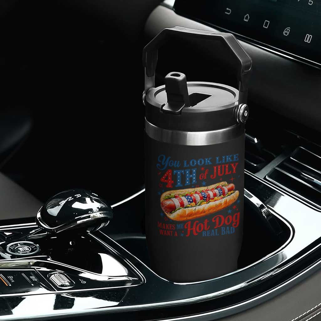 You Look Like 4th of July Hot Dog Flip Straw Tumbler Funny Patriotic Food Meme TS10 Print Your Wear