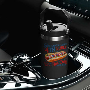 You Look Like 4th of July Hot Dog Flip Straw Tumbler Funny Patriotic Food Meme TS10 Print Your Wear